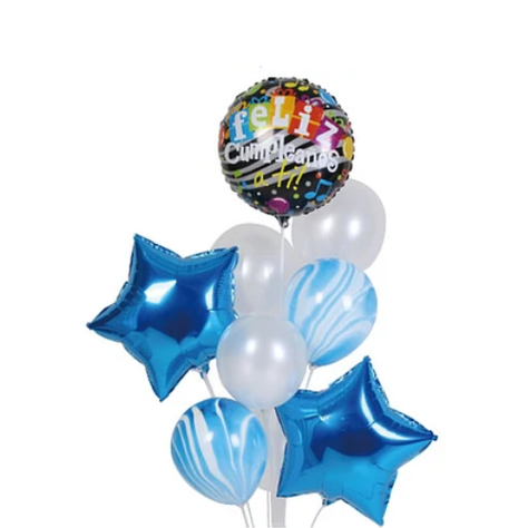 Set De Globos Fe Cumpleaños Azul Y Blanco 9pcs-1