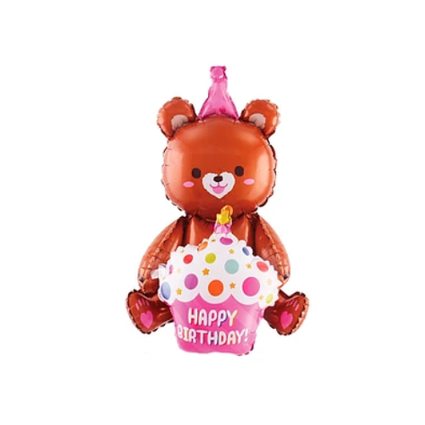 Globo Metálico Oso De Cumpleaños 77x97Cm-0