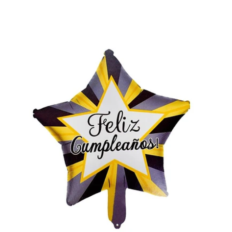 Globo Metálico Estrella Feliz Cumpleaños 45 cm Blanco-1