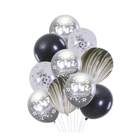 Set De Globos Feliz Cumpleaños 10 Pcs-0