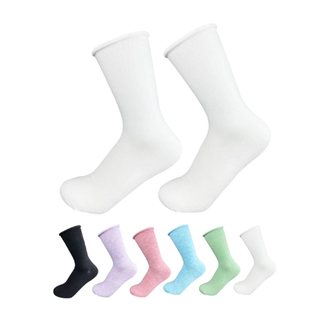 Calcetines De Mujer Corte Alto Color Liso 12 Unid-1