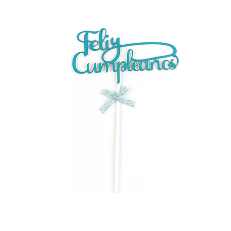 Topper Feliz Cumpleaños Azul 20x12cm-0