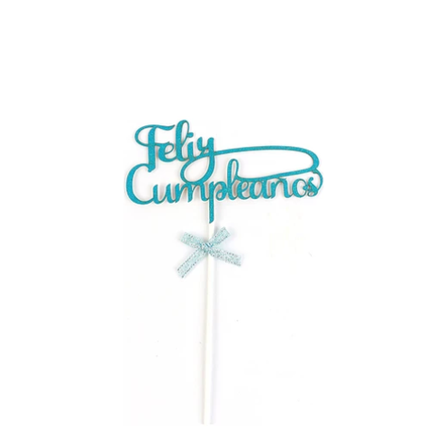 Topper Feliz Cumpleaños Azul 20x12cm-1