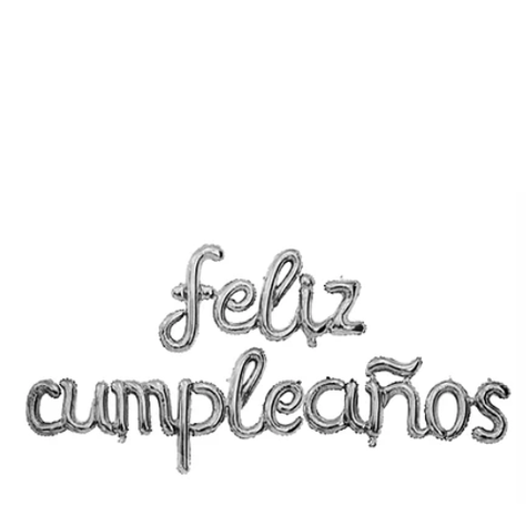 Globo Feliz Cumpleaños Plateado 16" 1set-1