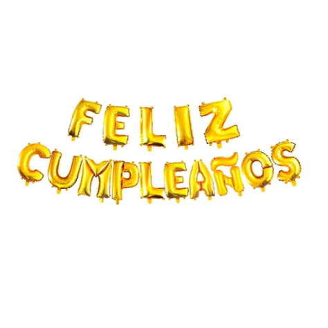 Set De Globos Feliz Cumpleaños Color Dorado 16"-0