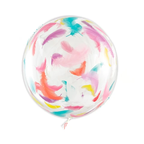 Globo Burbuja Con Rstampado De Pluma 80Cm-0