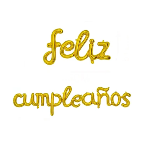 Set De Globos Metálicos Feliz Cumpleaños Color Doradas 16 Pulgadas-0