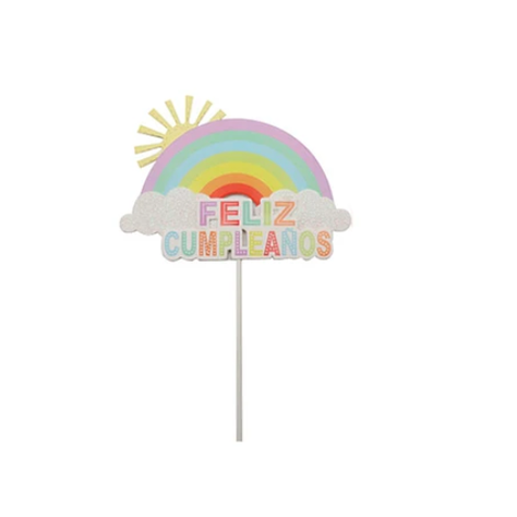 Topper Sol Y Arcoíris Feliz Cumpleaños 15x22cm-0