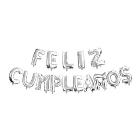 Set De Globos Feliz Cumpleaños Color Plata 16"-0