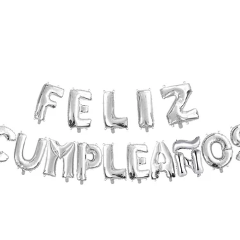 Set De Globos Feliz Cumpleaños Color Plata 16"-1
