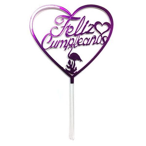 DECO TORTA ACRILICO F.C. CORAZON FUCSIA X1 UNI-0