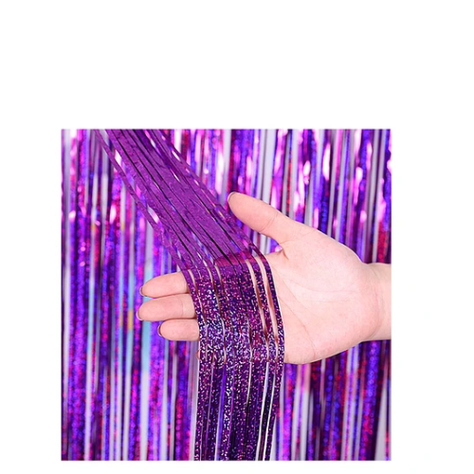 Cortinas Metalicas Morado Holográfico 3m-1