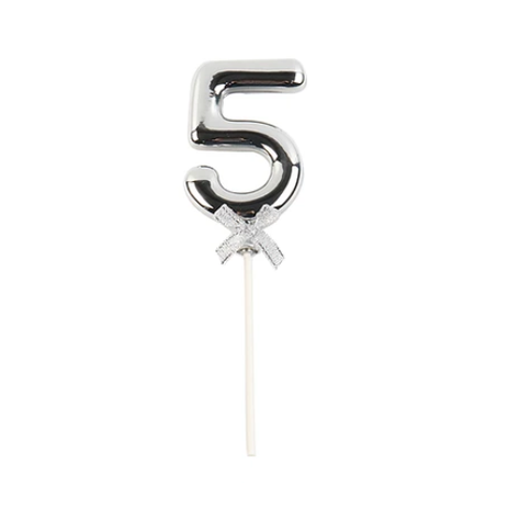 Topper De Número 5 Plateado 20cm-0