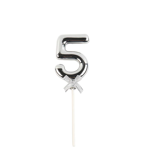 Topper De Número 5 Plateado 20cm-1
