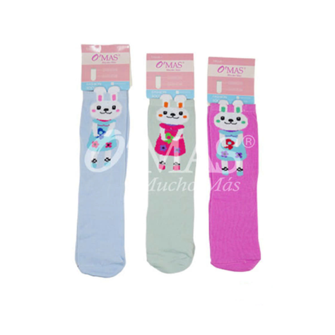 Calcetines De Niña Corte Medio Estampado Conejos Talla 6| 12 Unid-0