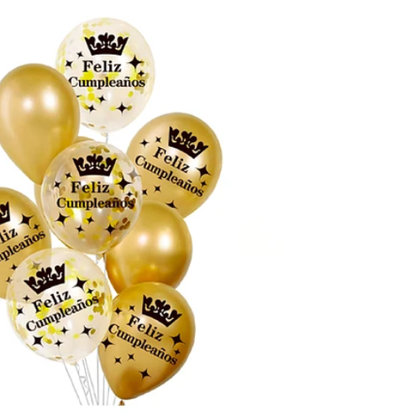Set De Globos Latex Feliz Cumpleaños Dorado 9Pcs-1