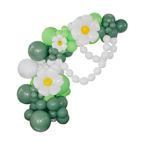 Arco De Globos Orgánico Verde Con Flores 99Pcs-0