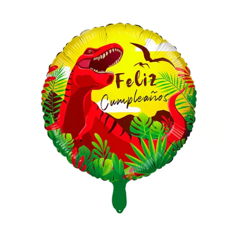 Globo Metalico Dinosaurio Feliz Cumpleaños 45 cm-0