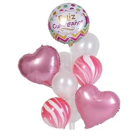 Set De Globos De Cumpleaños Color Rosa 9pcs-0
