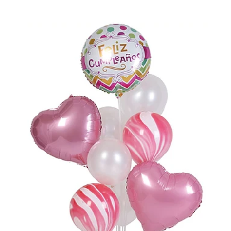 Set De Globos De Cumpleaños Color Rosa 9pcs-1