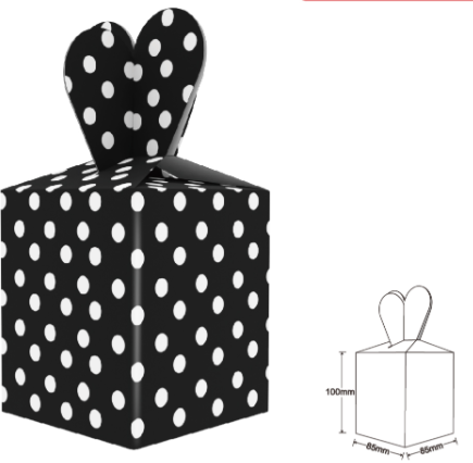 CAJAS PARA DULCES X 6PCS NEGRA CON LUNARES-1
