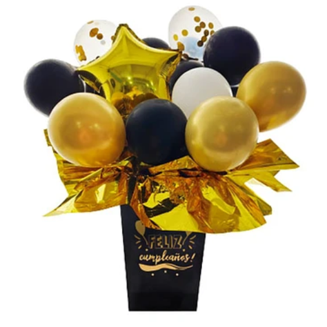 Set De Globos Dorado Y Negro Feliz Cumpleaños 23 Pcs-0