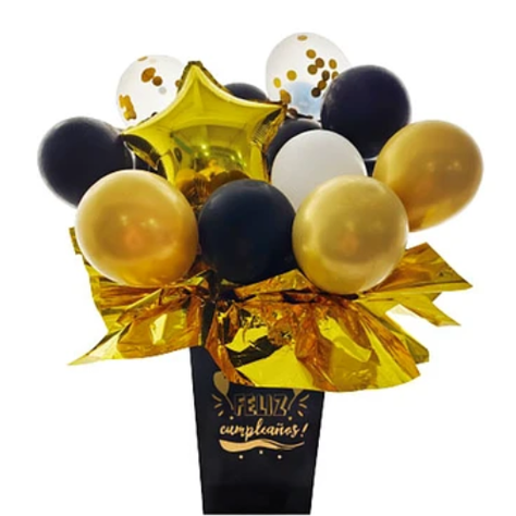 Set De Globos Dorado Y Negro Feliz Cumpleaños 23 Pcs-1