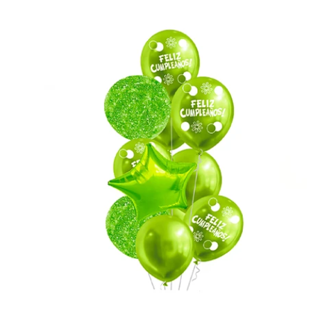 Set De Globos De Latex Verde Deliz Cumpleaños 11Pcs-0