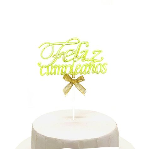 TOPPER TORTA FELIZ CUMPLEANOS AMARILLO GLOW X1 UNI-0