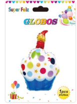 GLOBO CUPCAKE CON VELA CON AZUL-0