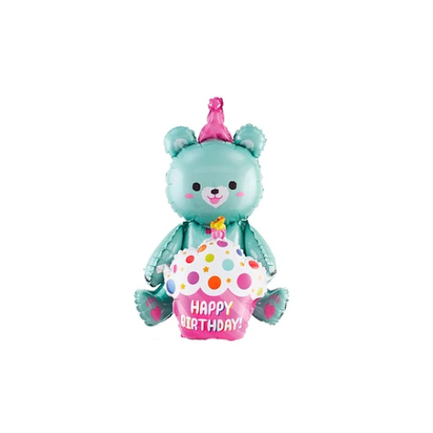 Globo Metálico Oso Feliz Cumpleaños Azul 77x97 cm-0