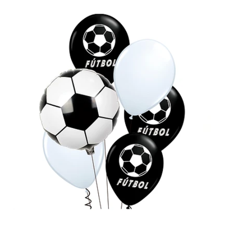 Set De Globos Futbol Blanco Y Negro 6 Pcs-0