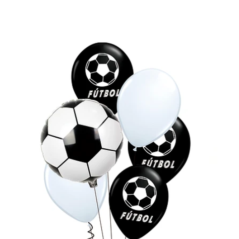 Set De Globos Futbol Blanco Y Negro 6 Pcs-1