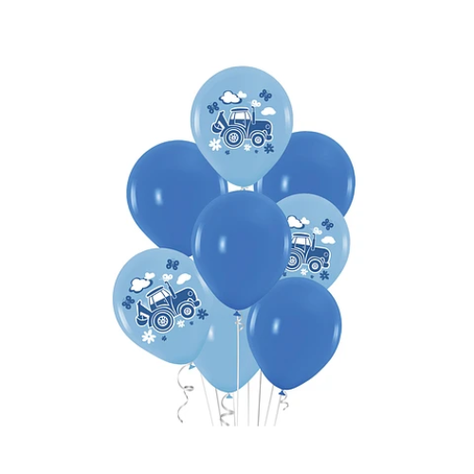 Set De Globos De Látex Camión De Construcción Azul 8Pcs-0