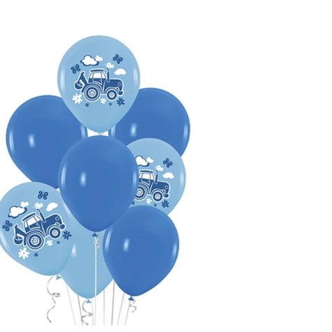 Set De Globos De Látex Camión De Construcción Azul 8Pcs-1