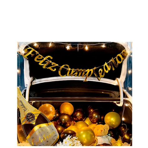 Set De Globos Feliz Cumpleaños Color Dorado Y Negro -1