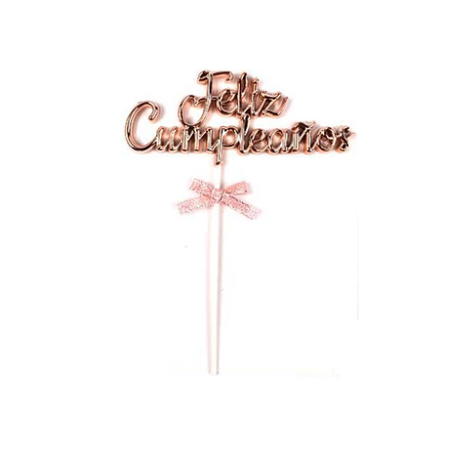 Topper Feliz Cumpleaños Oro Rosa-0