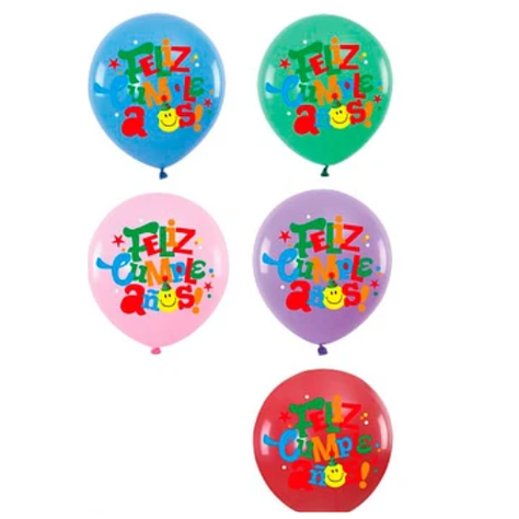 Set De Globos De Látex Feliz Cumpleaños Color Aleatorio 30cm-0