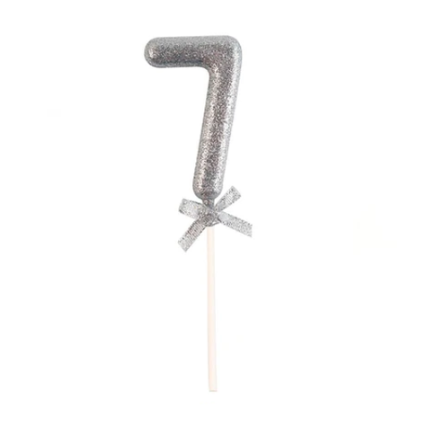 Topper Nº 7 Color Plata Glitter 18cm-0