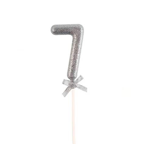 Topper Nº 7 Color Plata Glitter 18cm-1