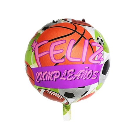 Globo Metálico Baloncesto Feliz Cumpleaños 45Cm-0