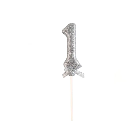 Topper N.º 1 Color Plata Glitter 18cm-0