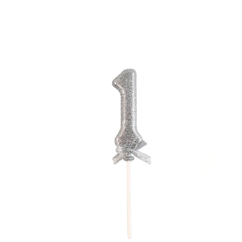 Topper N.º 1 Color Plata Glitter 18cm-1