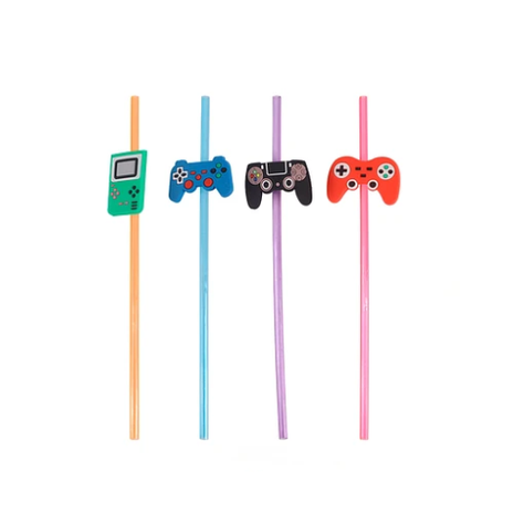 Bombillas Plasticas De Videojuegos 4pcs 23cm-0