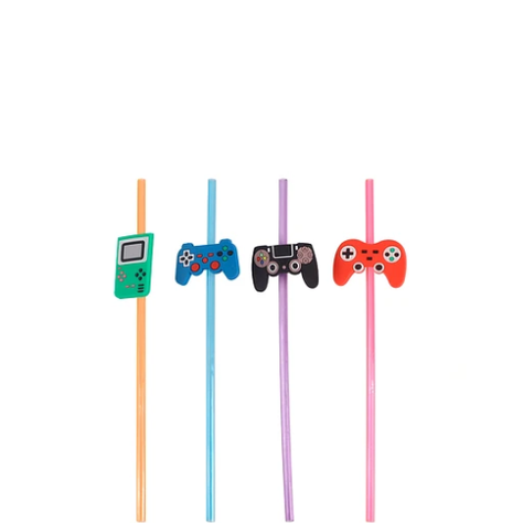 Bombillas Plasticas De Videojuegos 4pcs 23cm-1