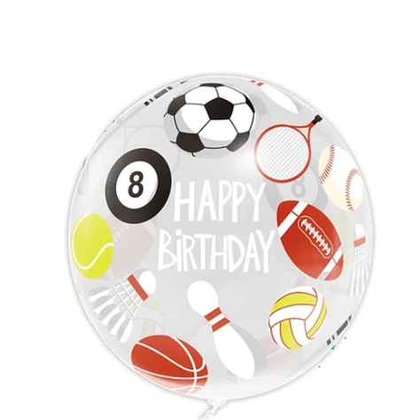 Globo Burbuja Happy Birthday Deportes 80 Cm-1