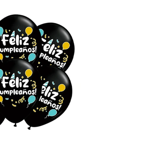Globos De Latex Negro Feliz Cumpleaños 6Pcs 30Cm-1