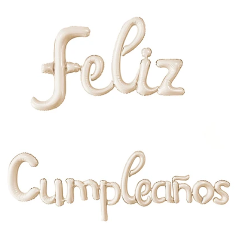 Set De Globos Metalico Feliz Cumpleaños Color Beige-0
