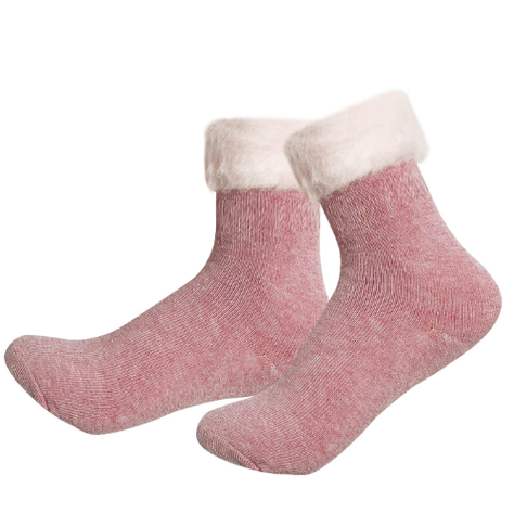 Calcetines De Niña Toalla Con Polar Bicolor Talla 4 12 Unid-0