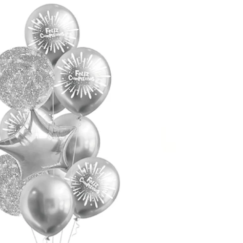 Set Globos Plateado Feliz Cumpleaños 11Pcs-1